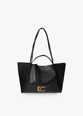Shopper Efecto Piel Asa Doble Negro Lola Casademunt