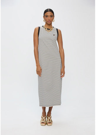 Vestido Rallas con Rib a Contraste Crudo-Negro Lola Casademunt LS2616149