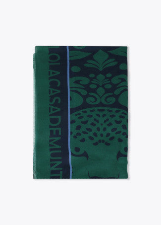 Fular Medallón Tigre 100x200cm Azul-Verde Lola Casademunt