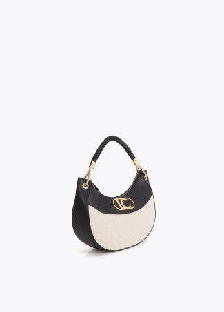 Hobo Efecto Piel y Canvas Bicolor Crudo-Negro Lola Casademunt LS2604036