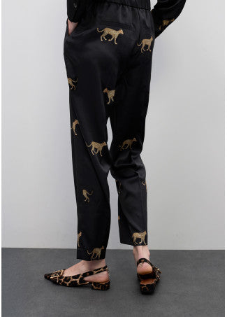 Jogger Satinado Print Leopardo Negro-Marron Lola Casademunt LS2614022