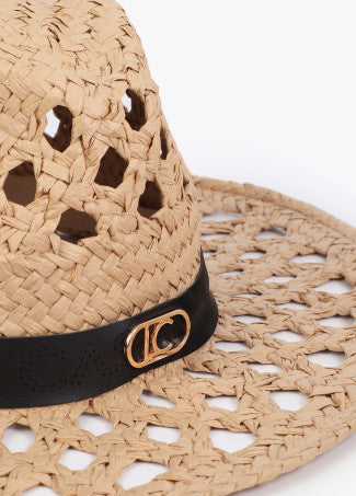 Sombrero Bicolor con Tira Personalizada Crudo-Negro Lola Casademunt LS2607021