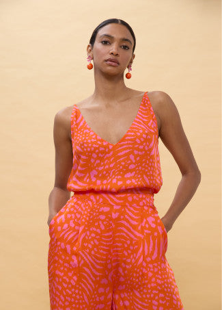 Top Lencero Estampado Manchas Rosa-Naranja Lola Casademunt LS2615075