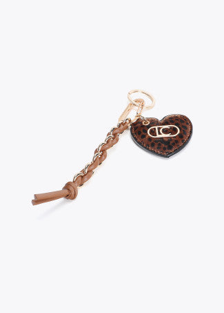 Llavero Corazón Animal Print y Cadena Marron Lola Casademunt