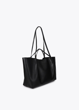 Shopper Efecto Piel Asa Doble Negro Lola Casademunt