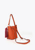 Bandolera Efecto Piel con Pompones a Contraste Naranja Lola Casademunt