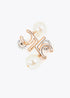 Pendiente Combinado con Logotipo y Perla Metal-Blanco Lola Casademunt