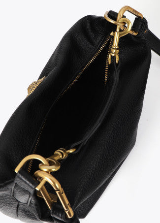 Bandolera Pequeña Aplique Metálico Leopardo Negro Lola Casademunt