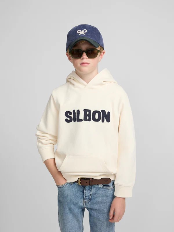 Silbon Sudadera Kids Capucha Parche Contraste Crema