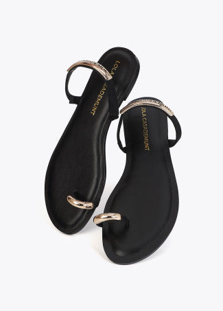 Zapato Plano en Tejido Tipo Grosgrain con Pieza Logotipada Negro Lola Casademunt LS2605056
