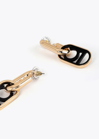 Pendiente Combinado con Logo Ovalado Acrílico Negro-Metal Lola Casademunt