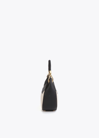 Hobo Efecto Piel y Canvas Bicolor Crudo-Negro Lola Casademunt LS2604036