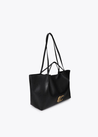 Shopper Efecto Piel Asa Doble Negro Lola Casademunt