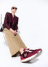 Deportiva con Plataforma Personalizada en Combinación de Materiales y Piel Negro-Rojo Lola Casademunt