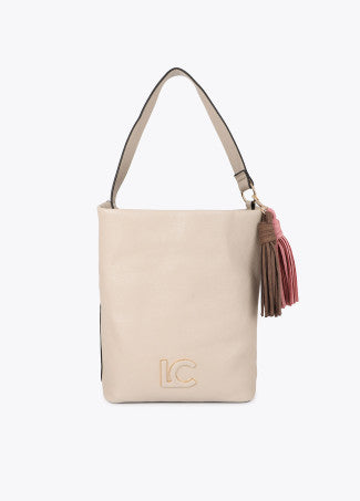 Shopper Efecto Piel con Pompones a Contraste Crudo Lola Casademunt
