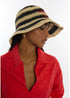 Sombrero en Efecto Rafia Rallada con Bordado Crudo-Negro Lola Casademunt LS2607024