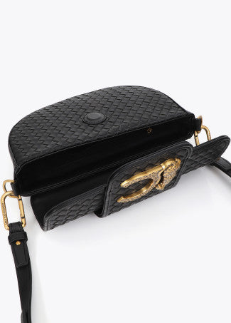 Bandolera Media Luna Material Trenzado Negro LF2604018