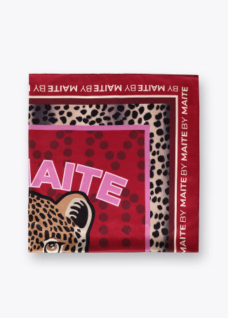 Pañuelo Tiger Face By Maite 90x90cm Rojo-Marron Lola Casademunt