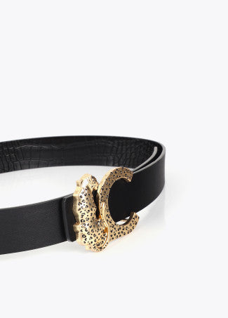 Cinturón Reversible Coco Hebilla Lc Animal Negro-Negro Lola Casademunt