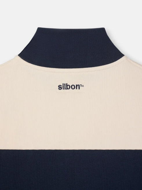 Silbon Sudadera Media Cremallera Raya Ancha Azul Marino