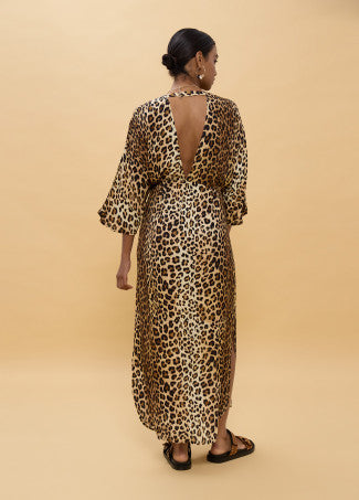 Vestido Largo Mangas Anchas Animal Print Marron-Multicol Lola Casademunt LS2616021
