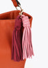 Shopper Efecto Piel con Pompones a Contraste Naranja Lola Casademunt