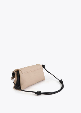 Bandolera con Solapa Canvas y Efecto Piel Crudo-Negro Lola Casademunt LS2604077