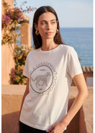 Camiseta Rosco con Strass Blanco Lola Casademunt LS2615103
