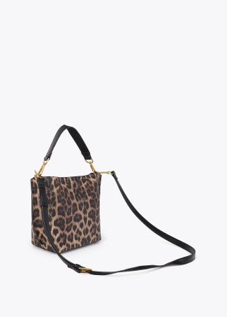 Bandolera con Cierre Solapa y Logo Leopardo Marron-Negro LF2604083