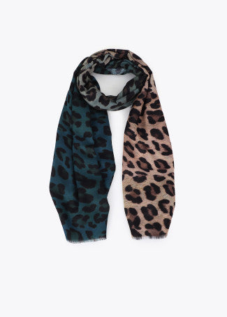 Fular Animal Print Degradado 100x200cm Crudo-Azul Lola Casademunt
