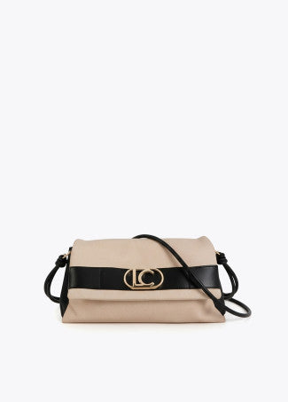 Bandolera con Solapa Canvas y Efecto Piel Crudo-Negro Lola Casademunt LS2604077