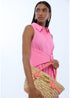 Mini Capazo con Asas y Detalles de Efecto Piel Crudo-Rojo Lola Casademunt LS2604058