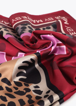 Pañuelo Tiger Face By Maite 90x90cm Rojo-Marron Lola Casademunt