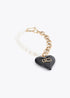 Collar Combinado Perlas y Cadena con Corazón Personalizado Metal-Negro Lola Casademunt