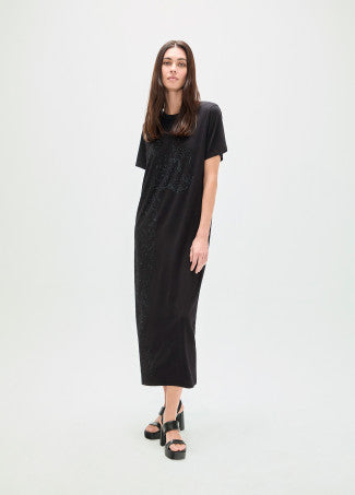 Vestido Animal Posicionado con Strass Negro Lola Casademunt LS2616150