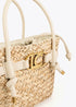 Mini Capazo con Asas y Detalles de Efecto Piel Crudo-Blanco Lola Casademunt LS2604058