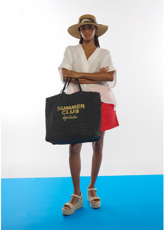 Bolso Desestructurado Rafia Summer Club Negro Lola Casademunt LS2604057