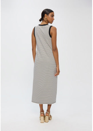 Vestido Rallas con Rib a Contraste Crudo-Negro Lola Casademunt LS2616149