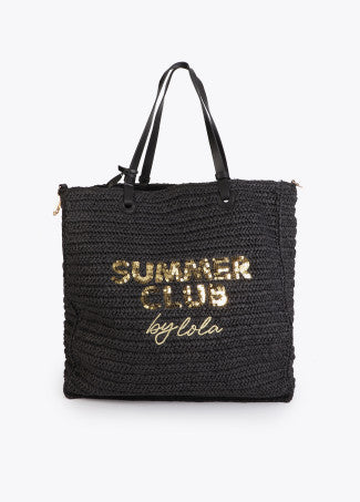 Bolso Desestructurado Rafia Summer Club Negro Lola Casademunt LS2604057