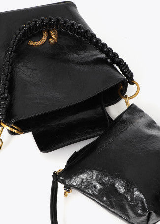 Hobo con Detalle Asa Trenzada Negro LF2604027
