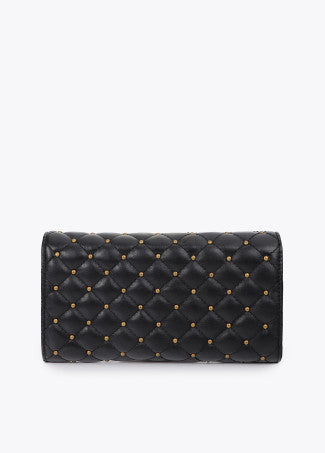 Billetero Efecto Piel Acolchada con Mini Tachas Negro LF2612004
