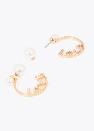 Pendiente Combinado Doble Perla Metal-Blanco Lola Casademunt