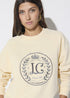 Sudadera Manga Raglan Cuello Caja, Parche Lc en el Delantero Crudo Lola Casademunt