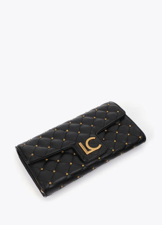 Billetero Efecto Piel Acolchada con Mini Tachas Negro LF2612004