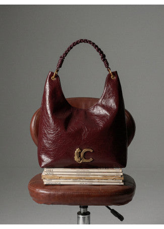 Shopper con Detalle de Asa Trenzada Burdeos LF2604026