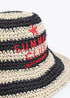 Sombrero en Efecto Rafia Rallada con Bordado Crudo-Negro Lola Casademunt LS2607024