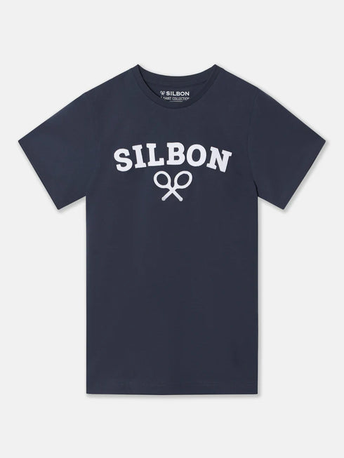 Silbon Camiseta Raqueta Media Azul Marino