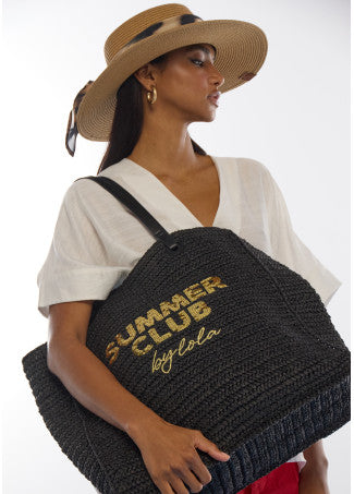 Bolso Desestructurado Rafia Summer Club Negro Lola Casademunt LS2604057