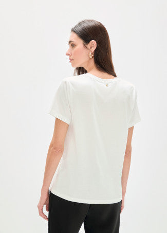 Camiseta Rosco con Strass Blanco Lola Casademunt LS2615103