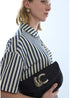 Bolso Evento Efecto Rafia Logo Leopardo Negro Lola Casademunt LS2604087